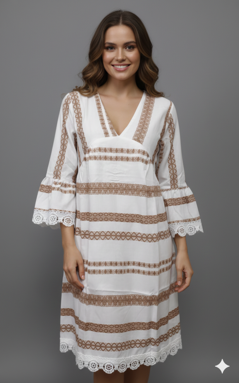 Damen Bohemian-stil utsvängda ärmar mini klänning Eva Jonsson-Eva Jonsson