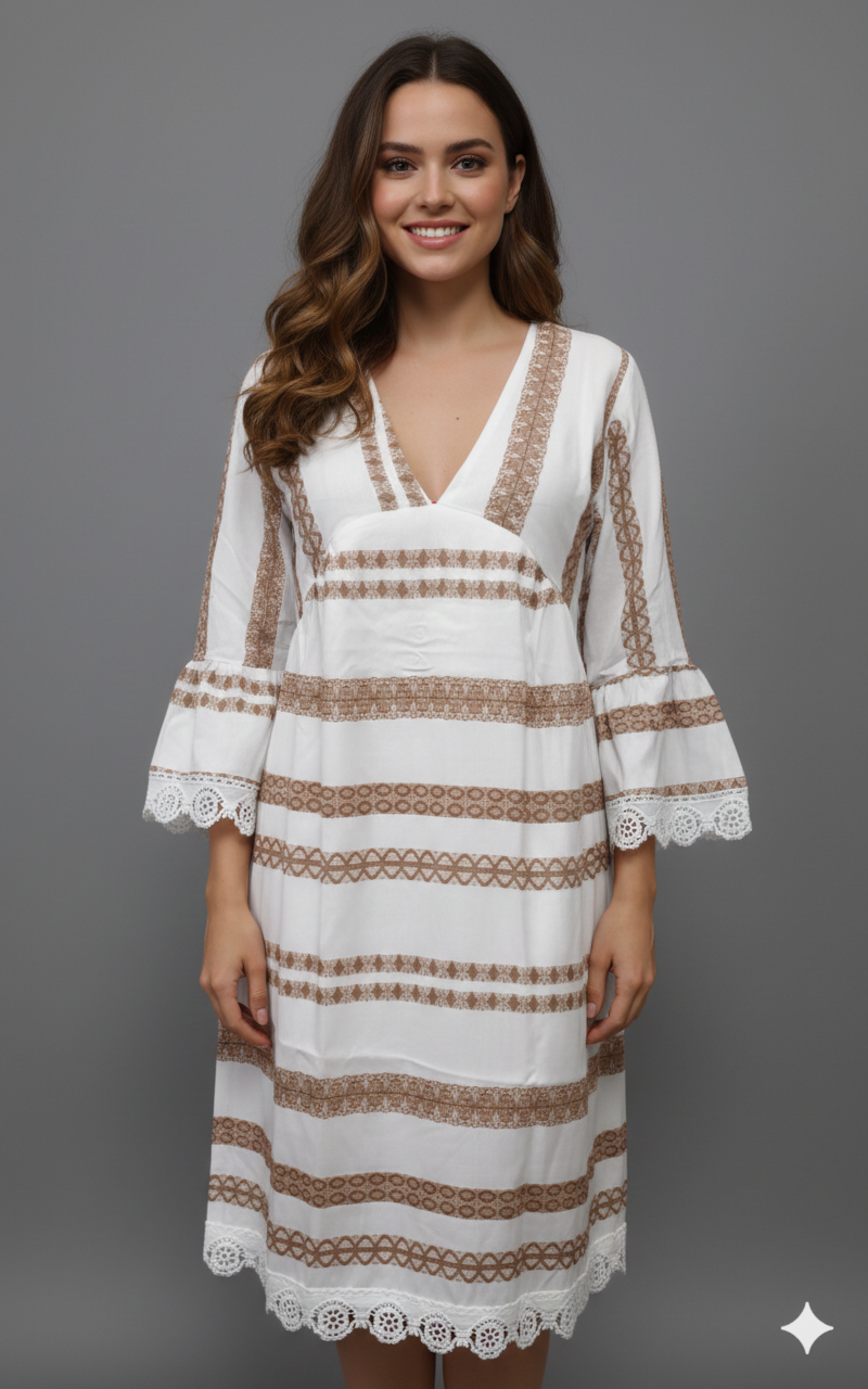 Damen Bohemian-stil utsvängda ärmar mini klänning Eva Jonsson-Eva Jonsson