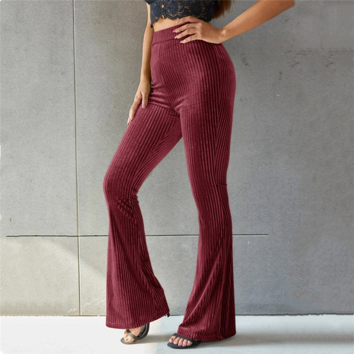 Damen Bootcut byxor med ribbad struktur och hög midja Mirla-Eva Jonsson