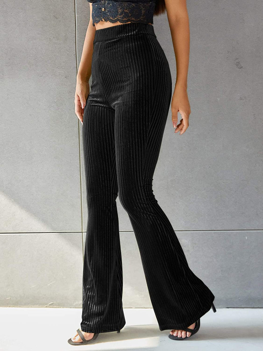Damen Bootcut byxor med ribbad struktur och hög midja Mirla-Eva Jonsson