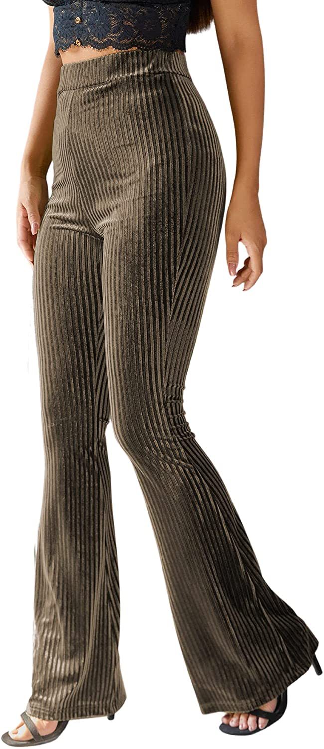 Damen Bootcut byxor med ribbad struktur och hög midja Mirla-Eva Jonsson