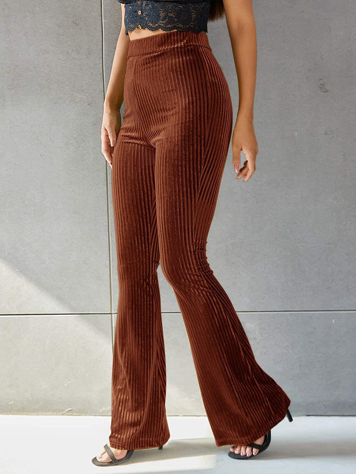 Damen Bootcut byxor med ribbad struktur och hög midja Mirla-Eva Jonsson
