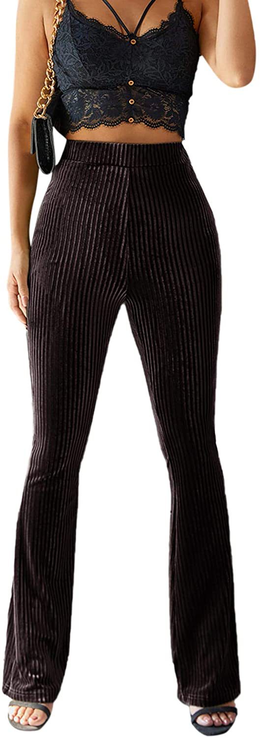 Damen Bootcut byxor med ribbad struktur och hög midja Mirla-Eva Jonsson