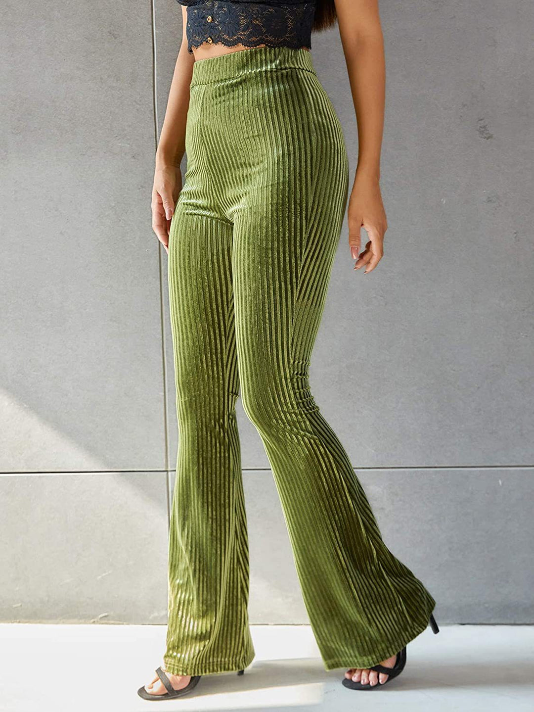 Damen Bootcut byxor med ribbad struktur och hög midja Mirla-Eva Jonsson