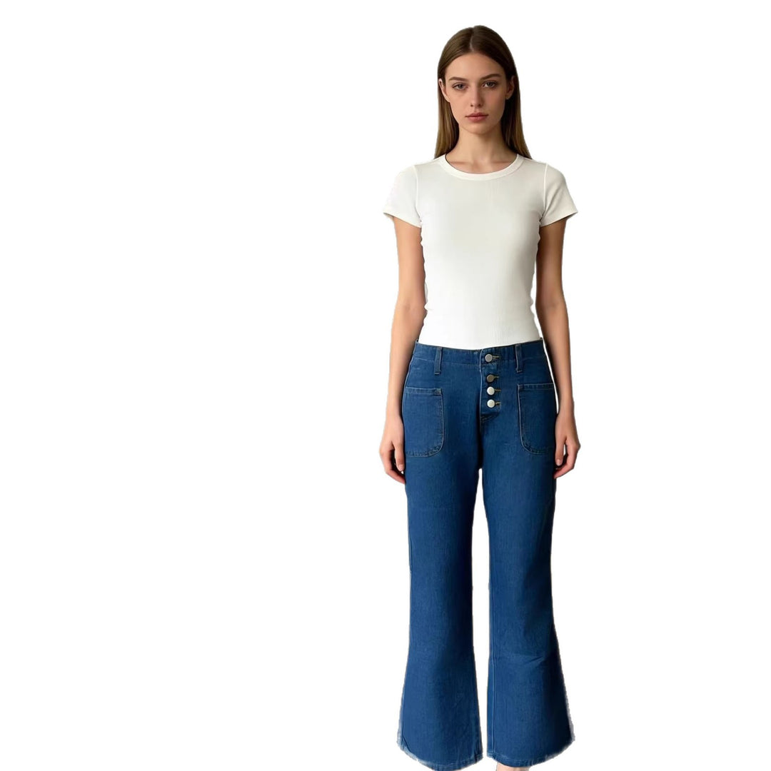 Damen Bootcut jeans med hög midja och knappstängning Mirla-Eva Jonsson