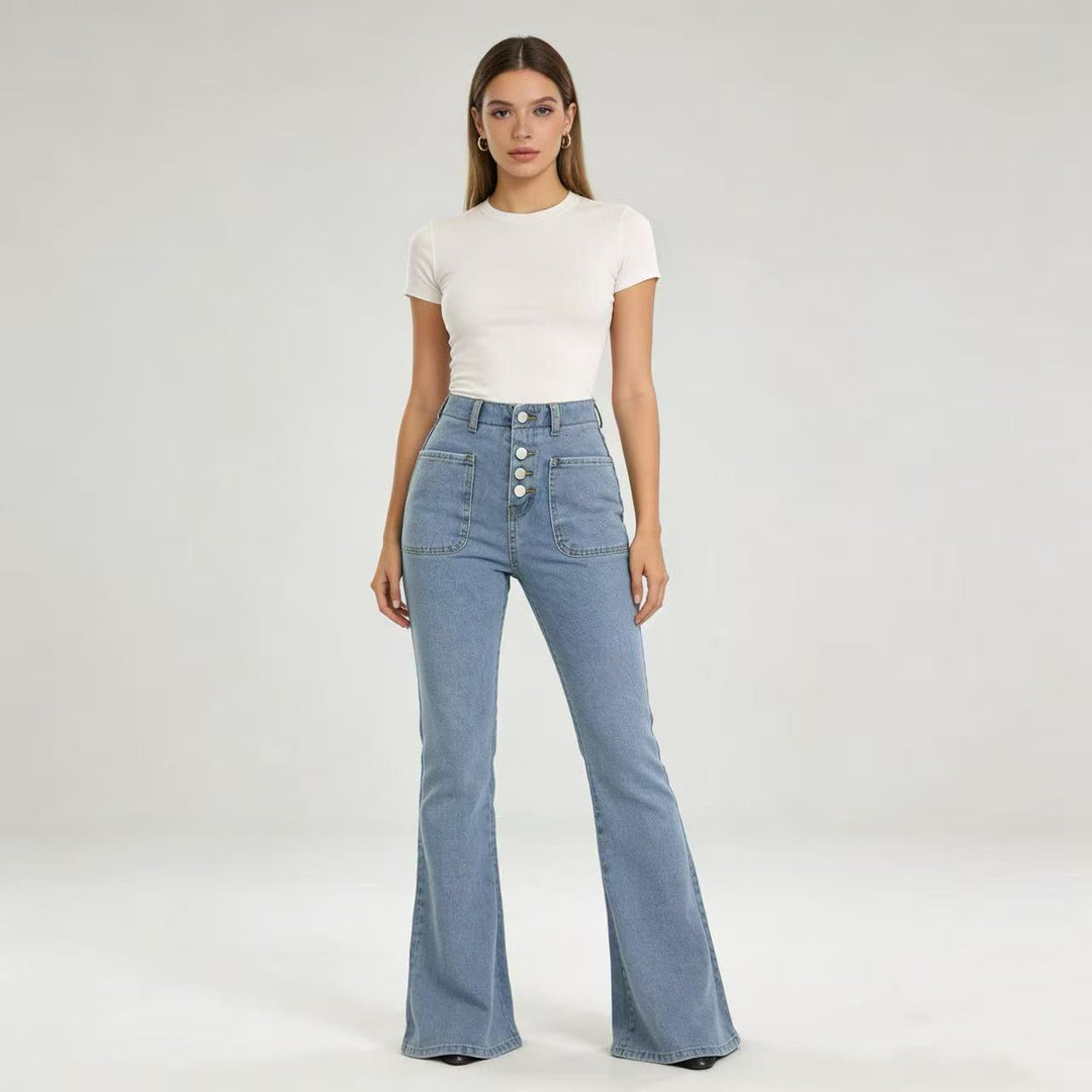 Damen Bootcut jeans med hög midja och knappstängning Mirla-Eva Jonsson
