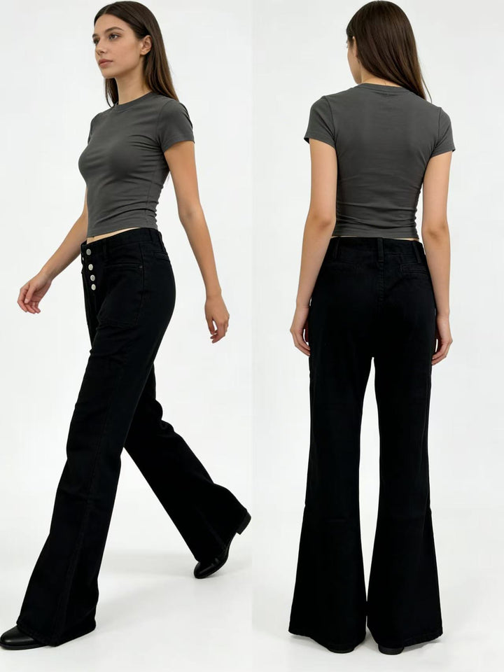 Damen Bootcut jeans med hög midja och knappstängning Mirla-Eva Jonsson