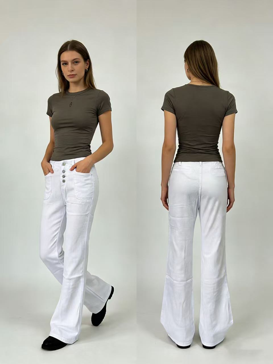 Damen Bootcut jeans med hög midja och knappstängning Mirla-Eva Jonsson