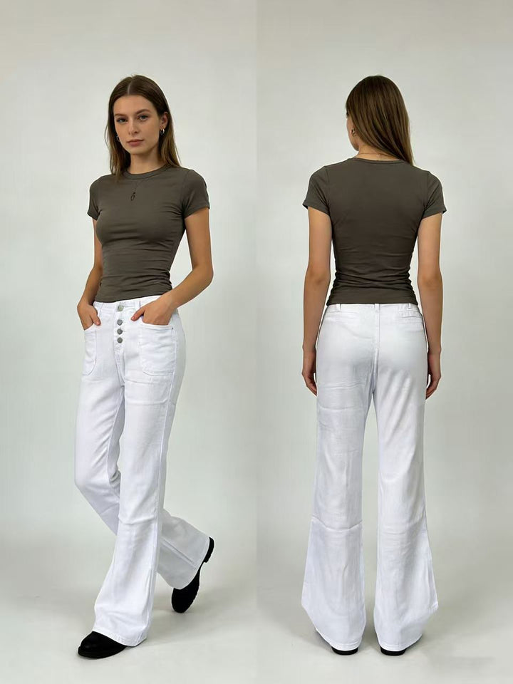 Damen Bootcut jeans med hög midja och knappstängning Mirla-Eva Jonsson