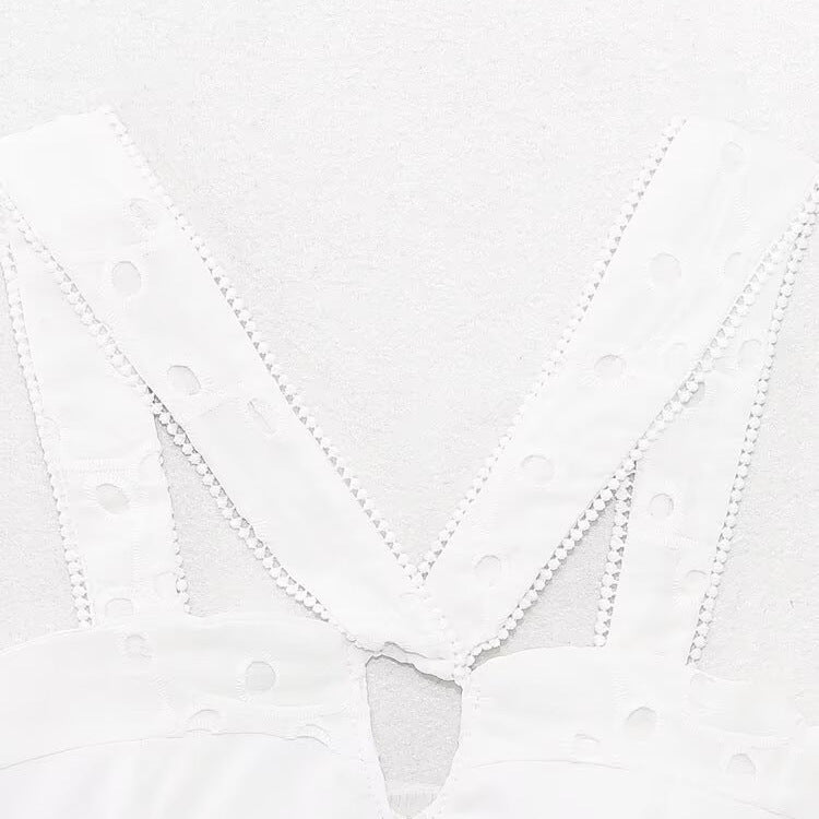 Damen Brokat-Crop-Top med elegant u-ringning och dekorerade axelremmar Mirla-Eva Jonsson