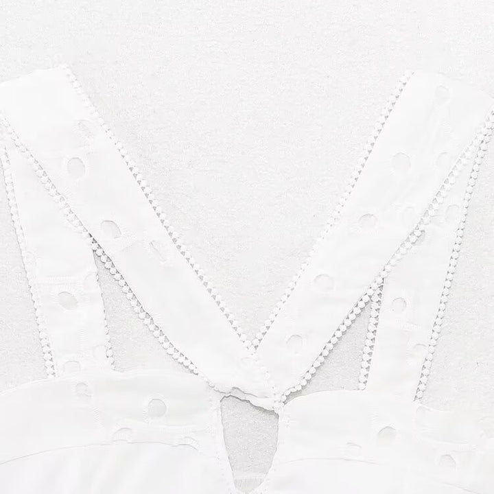 Damen Brokat-Crop-Top med elegant u-ringning och dekorerade axelremmar Mirla-Eva Jonsson