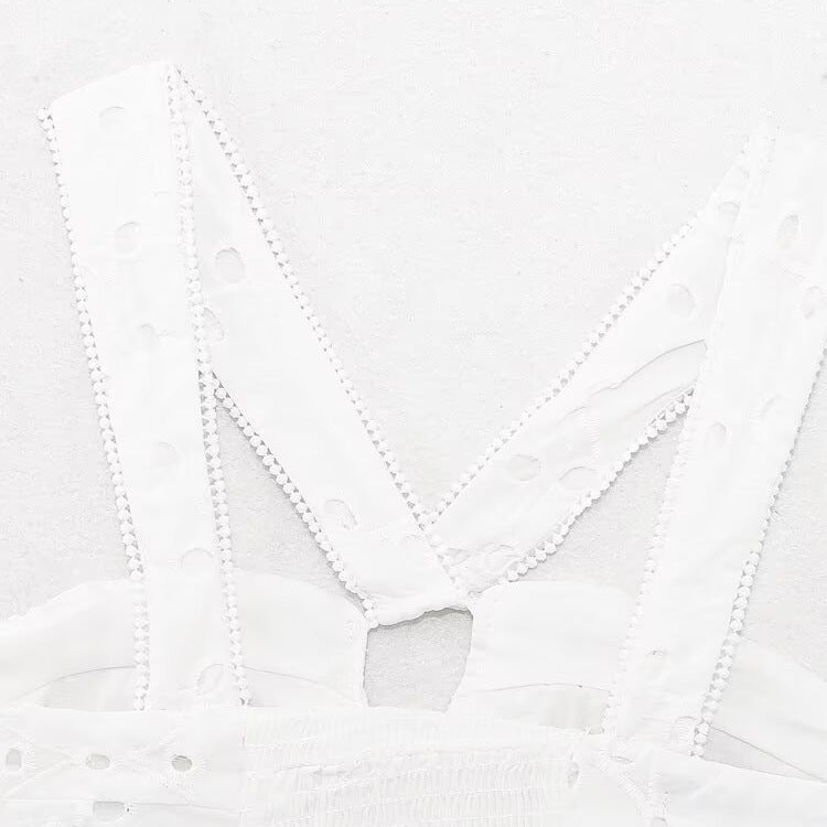 Damen Brokat-Crop-Top med elegant u-ringning och dekorerade axelremmar Mirla-Eva Jonsson
