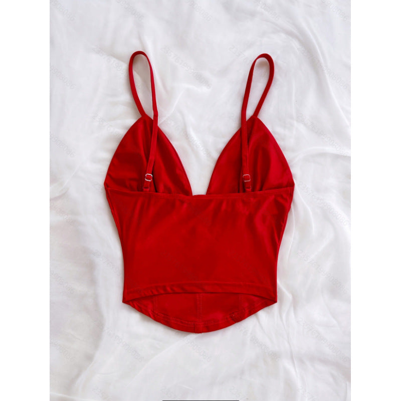 Damen Bustier-top med djup V-ringning och dekorativa rynkelement Mirla-Eva Jonsson