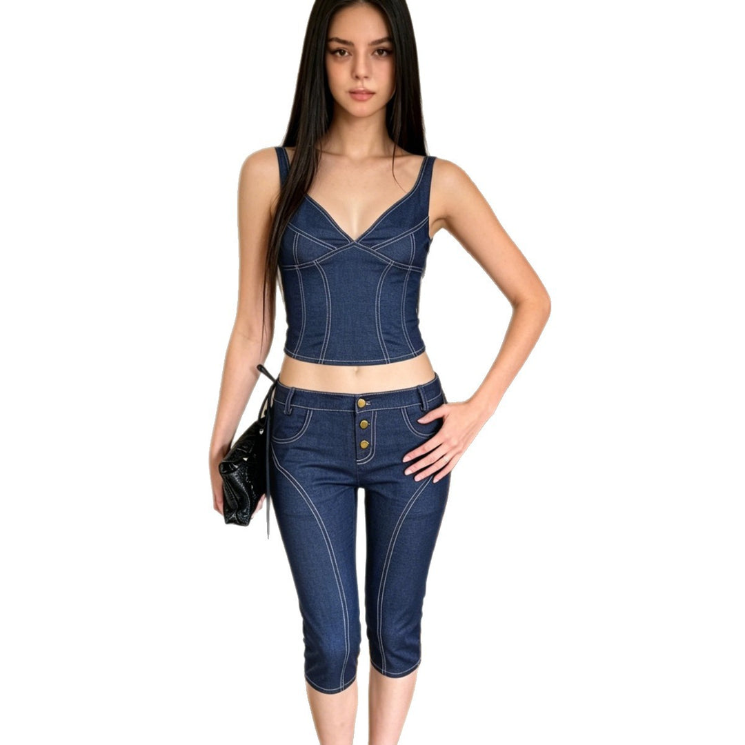 Damen Capri-jeans med trendig klipp och rustika knappdetaljer Mirla-Eva Jonsson