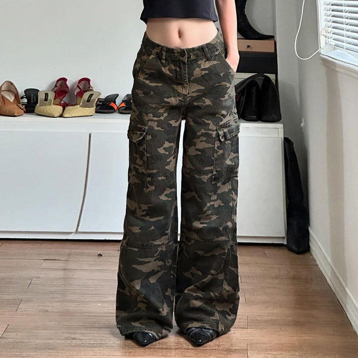 Damen Cargo-Bukser i afslappet camouflage-stil med praktisk skæring Mirla-Eva Jonsson