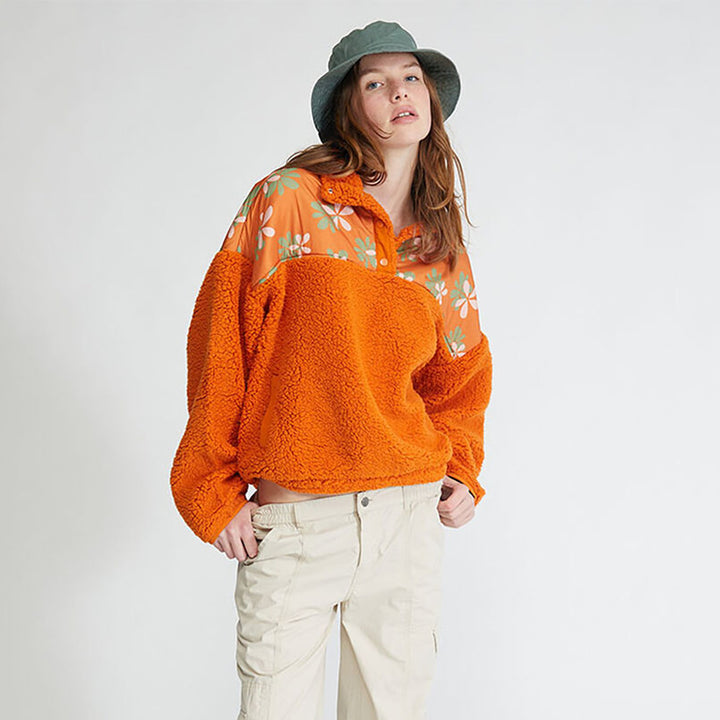 Damen Casual Fleece-tröja med färgglad blomsterdesign Mirla-Eva Jonsson