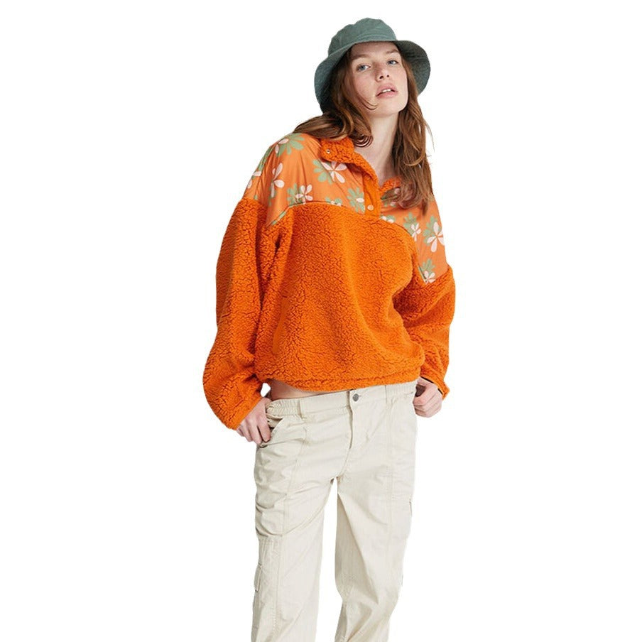Damen Casual Fleece-tröja med färgglad blomsterdesign Mirla-Eva Jonsson