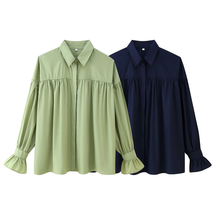 Damen Chic Blusenshirt med voluminösa ärmar och stilig krage Eva Jonsson-Eva Jonsson