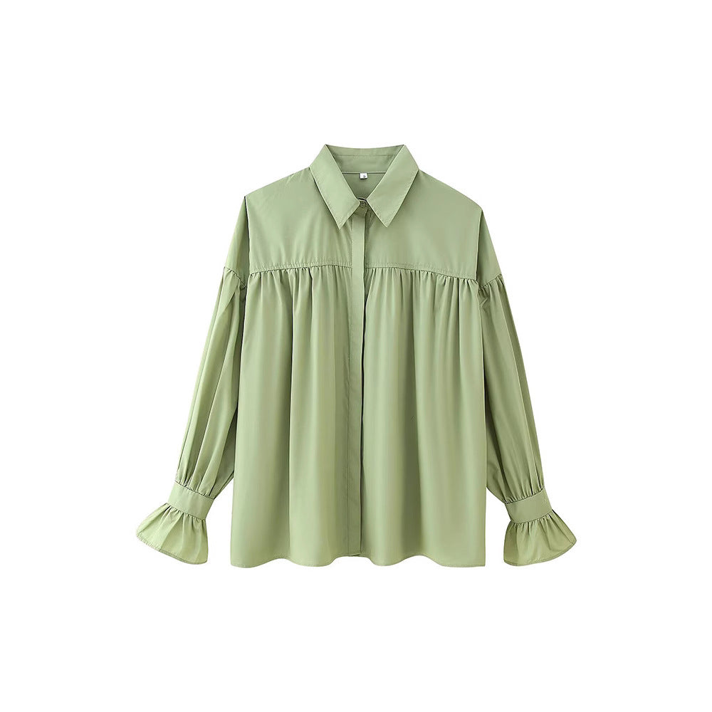 Damen Chic Blusenshirt med voluminösa ärmar och stilig krage Mirla-Eva Jonsson