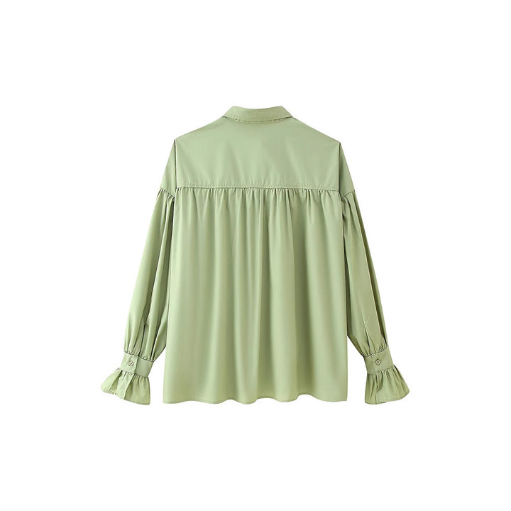 Damen Chic Blusenshirt med voluminösa ärmar och stilig krage Mirla-Eva Jonsson