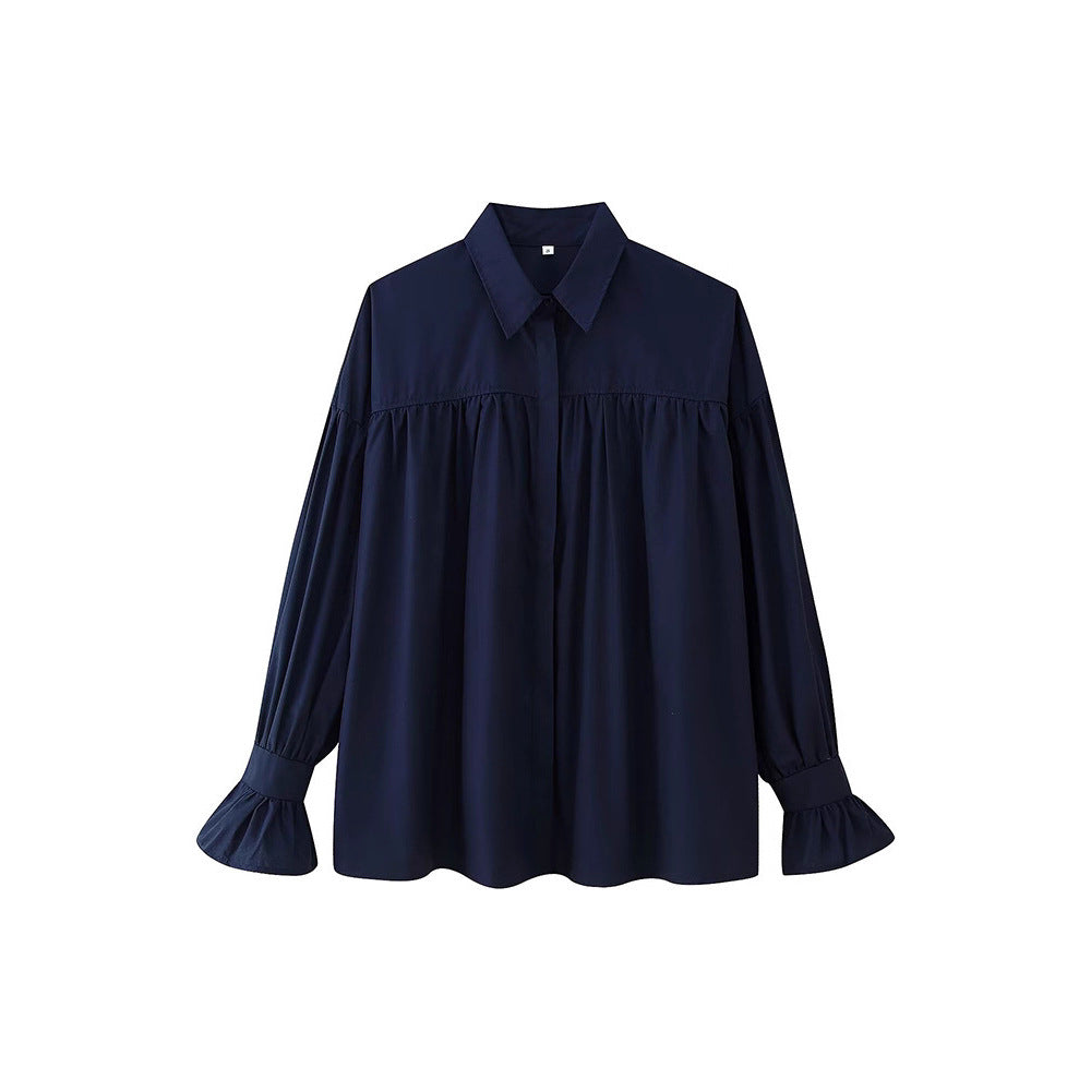 Damen Chic Blusenshirt med voluminösa ärmar och stilig krage Mirla-Eva Jonsson
