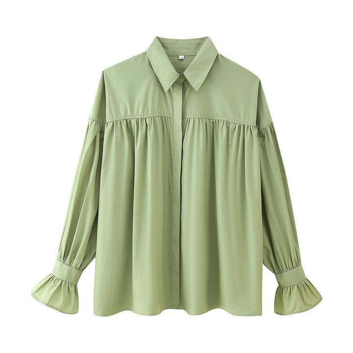 Damen Chic Blusenshirt med voluminösa ärmar och stilig krage Mirla-Eva Jonsson