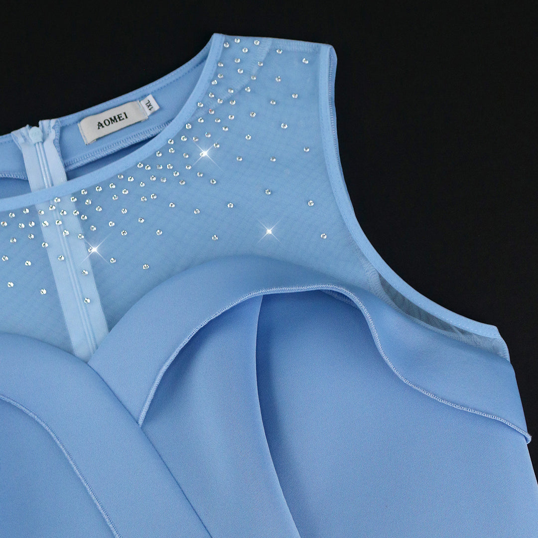 Damen Chiffon Evening Dress with Shimmering Top and Elegant Bow Appliqué Mirla-Eva Jonsson