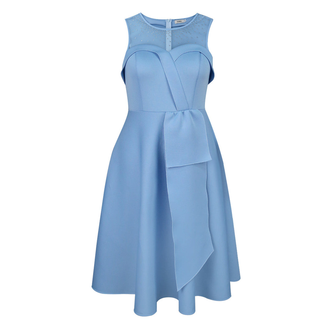 Damen Chiffon Evening Dress with Shimmering Top and Elegant Bow Appliqué Mirla-Eva Jonsson