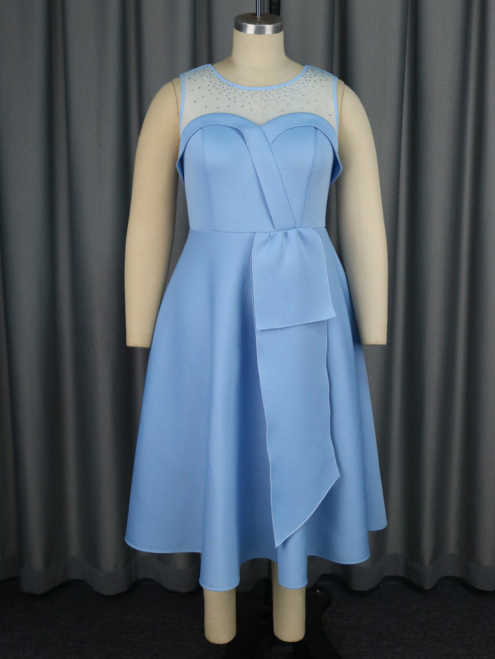 Damen Chiffon Evening Dress with Shimmering Top and Elegant Bow Appliqué Mirla-Eva Jonsson