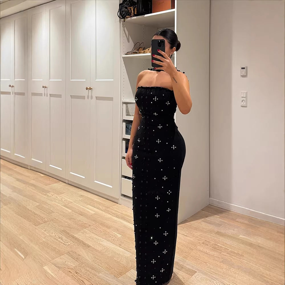 Damen Couture Maxiklänning med glänsande paljetter och strapless design Mirla-Eva Jonsson