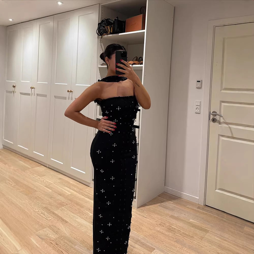 Damen Couture Maxiklänning med glänsande paljetter och strapless design Mirla-Eva Jonsson
