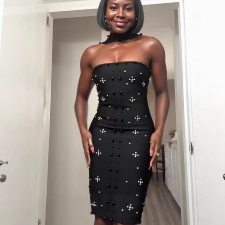 Damen Couture Maxiklänning med glänsande paljetter och strapless design Mirla-Eva Jonsson