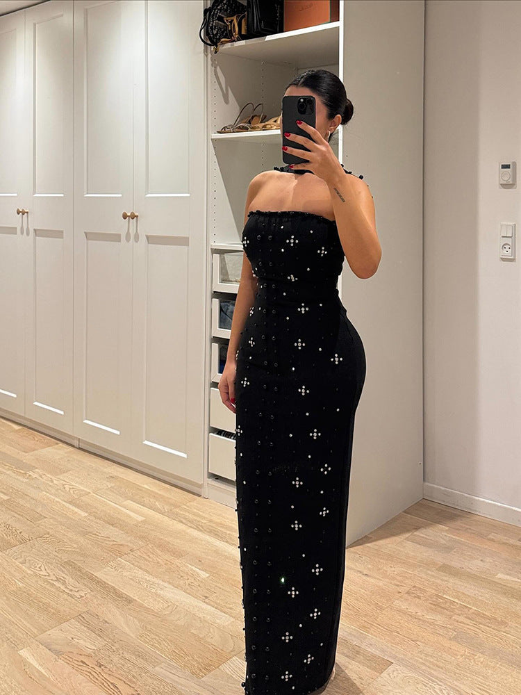 Damen Couture Maxiklänning med glänsande paljetter och strapless design Mirla-Eva Jonsson