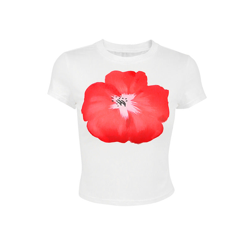 Damen Crop-T-Shirt med floraltryck Mirla-Eva Jonsson