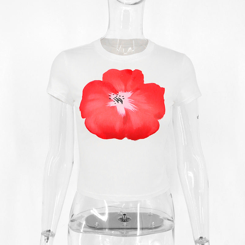 Damen Crop-T-Shirt med floraltryck Mirla-Eva Jonsson