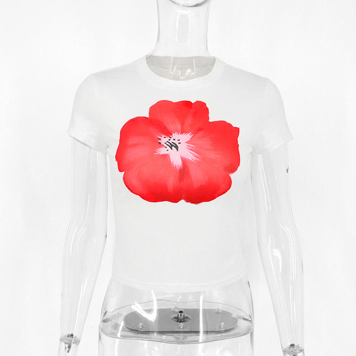 Damen Crop-T-Shirt med floraltryck Mirla-Eva Jonsson
