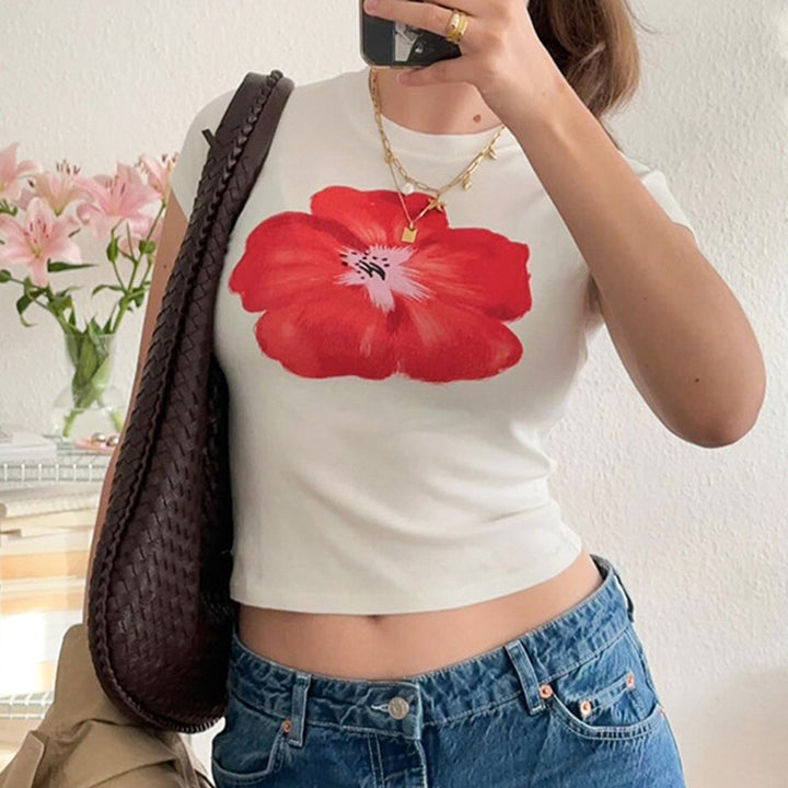 Damen Crop-T-Shirt med floraltryck Mirla-Eva Jonsson