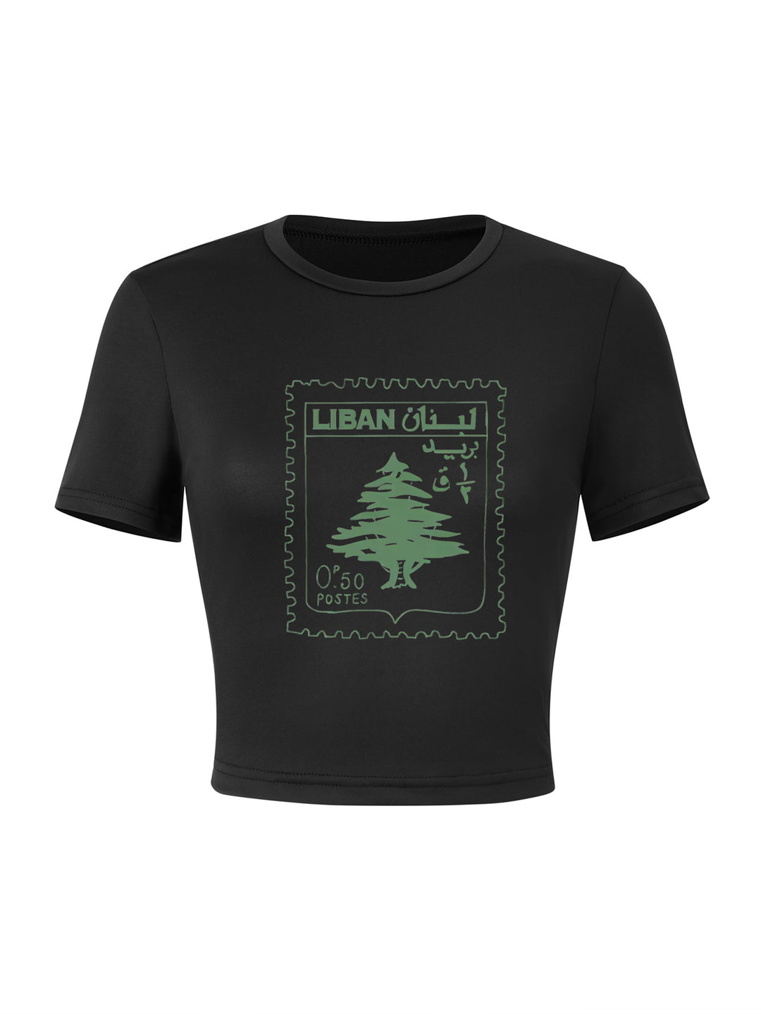 Damen Crop-T-Shirt med iögonfallande statement-tryck Mirla-Eva Jonsson