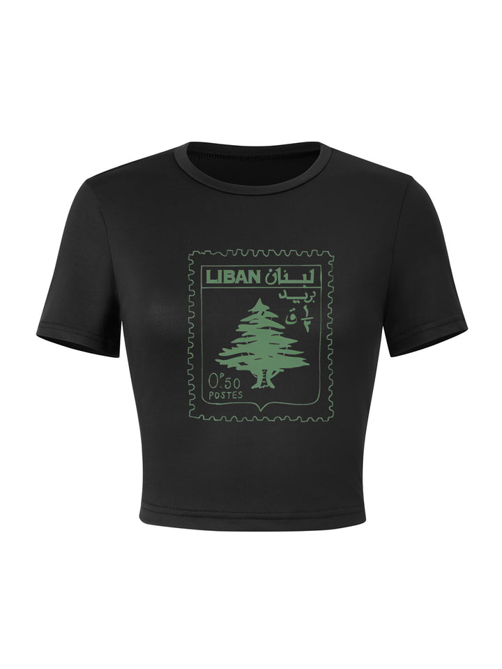 Damen Crop-T-Shirt med iögonfallande statement-tryck Mirla-Eva Jonsson