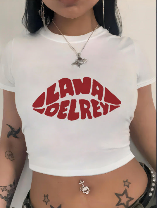 Damen Crop-T-Shirt med iögonfallande statement-tryck Mirla-Eva Jonsson