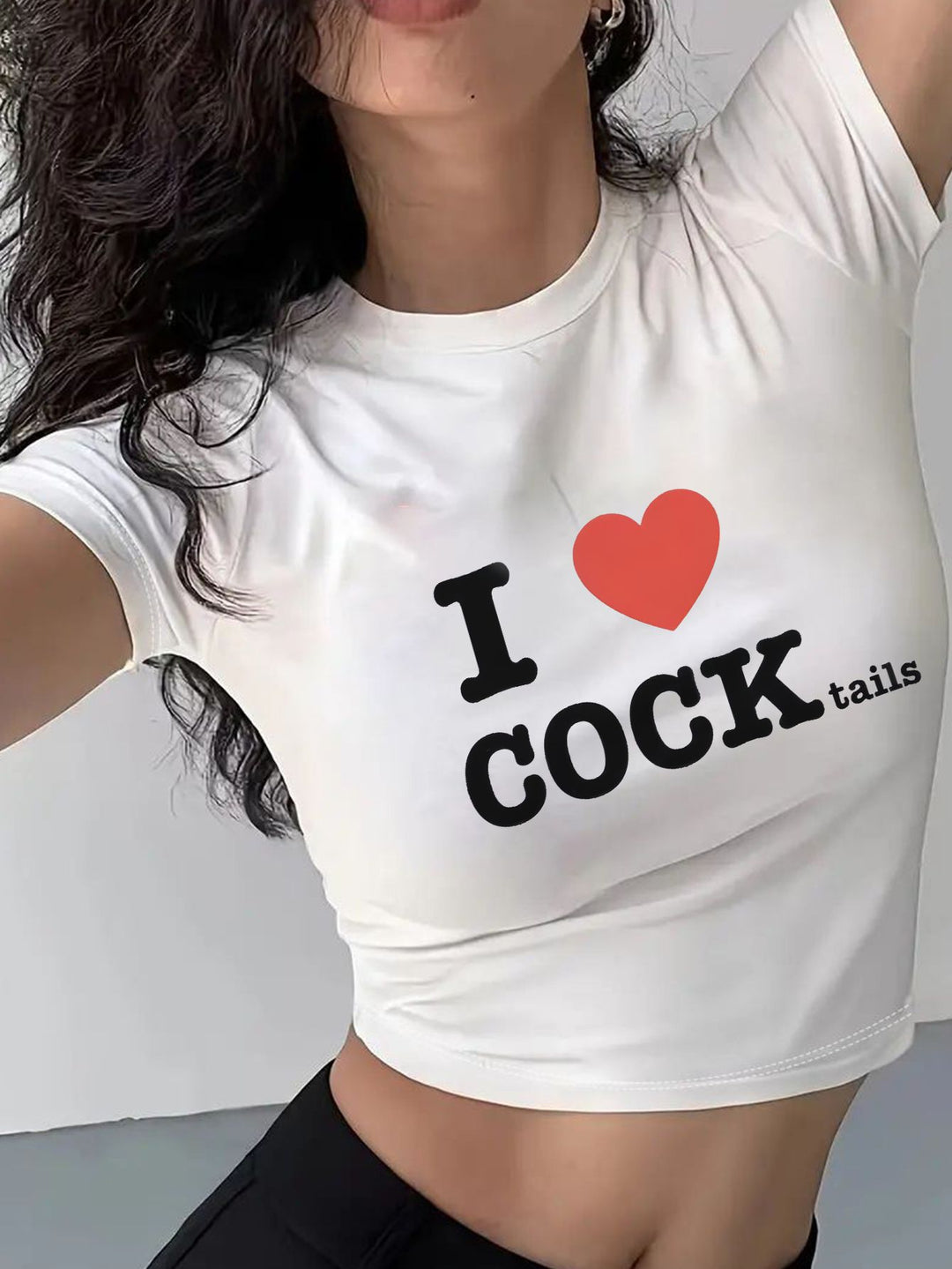 Damen Crop-T-Shirt med iögonfallande statement-tryck Mirla-Eva Jonsson