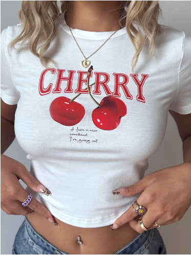 Damen Crop-T-Shirt med konstnärlig blodtrycksdesign Mirla-Eva Jonsson