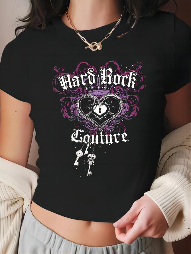 Damen Crop-T-Shirt med konstnärlig blodtrycksdesign Mirla-Eva Jonsson