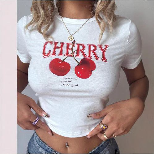 Damen Crop-T-Shirt med konstnärlig blodtrycksdesign Mirla-Eva Jonsson