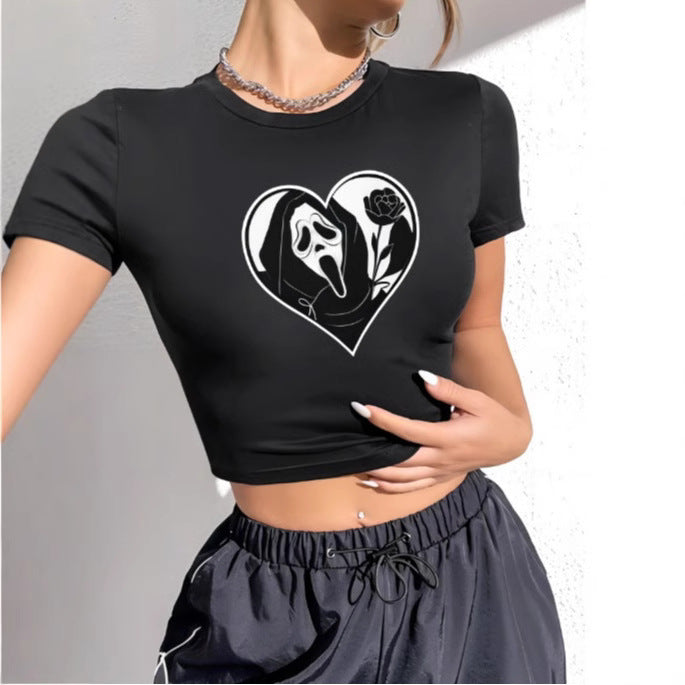 Damen Crop-T-Shirt med kreativ text och figurformande snitt Mirla-Eva Jonsson
