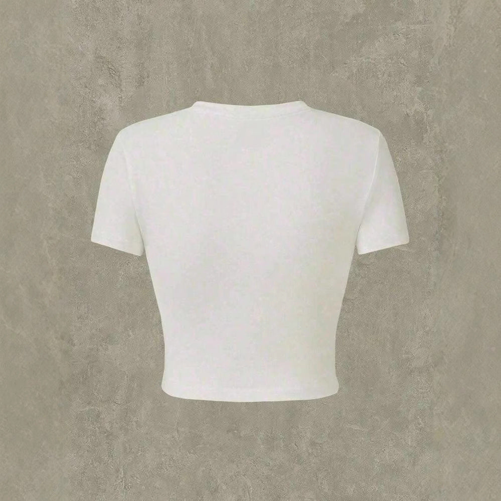 Damen Crop-T-Shirt mit verspieltem Katzenmotiv und Cowboy-Design Mirla-Eva Jonsson