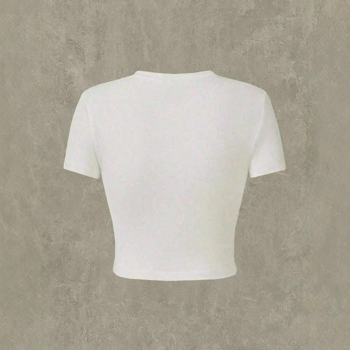 Damen Crop-T-Shirt mit verspieltem Katzenmotiv und Cowboy-Design Mirla-Eva Jonsson