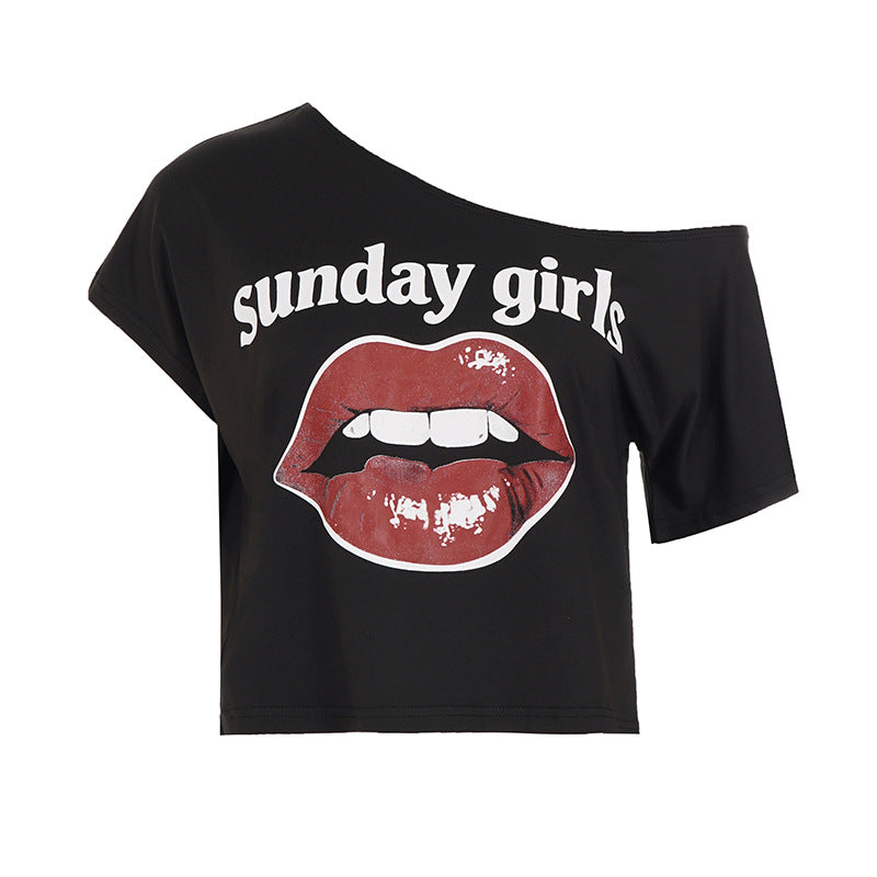 Damen Crop-Top med avslappnad grafikdesign och lös passform Mirla-Eva Jonsson