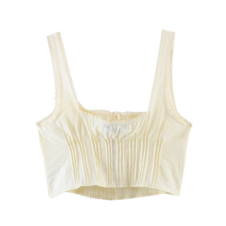Damen-Crop-Top med fina veck och prydnadsknappar Mirla-Eva Jonsson