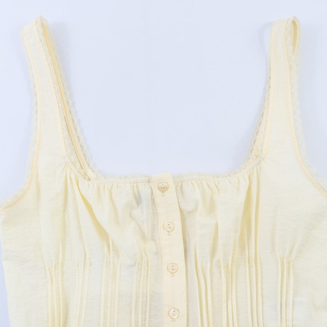 Damen-Crop-Top med fina veck och prydnadsknappar Mirla-Eva Jonsson
